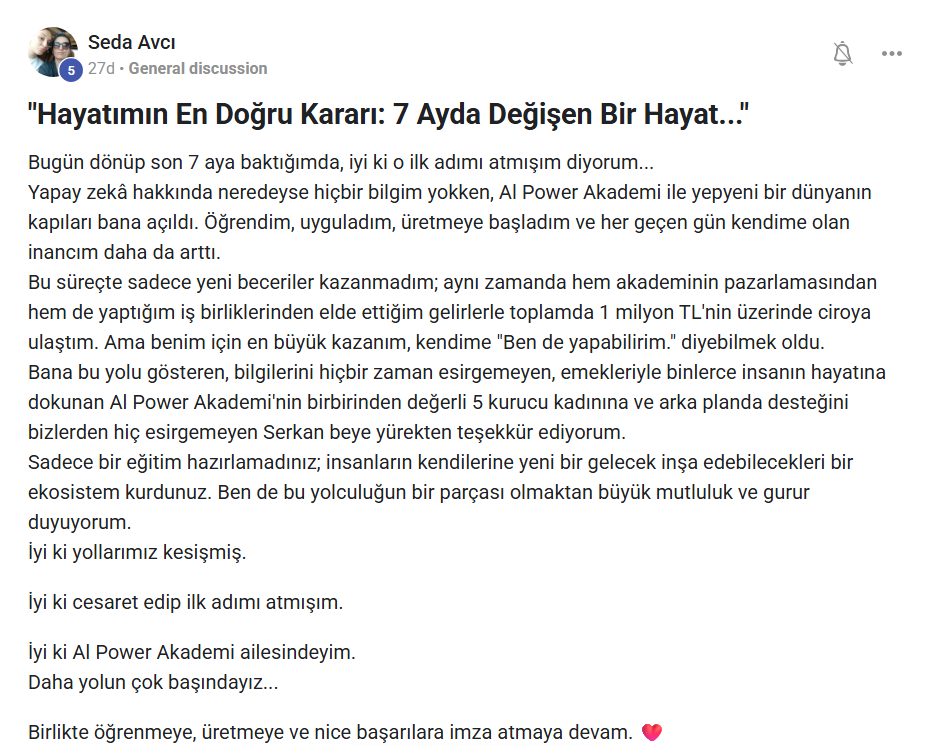 AI Power Academy öğrenci deneyimi