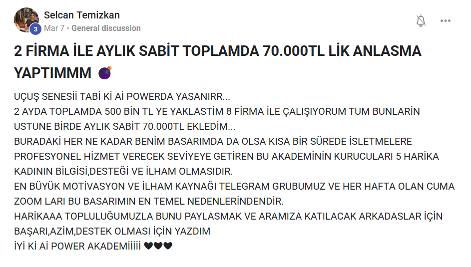 AI Power Academy öğrenci deneyimi
